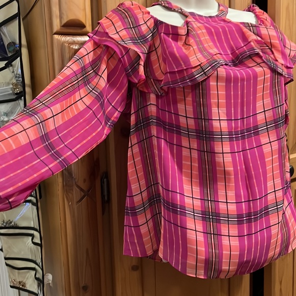 INC Off The Shoulder Pink Stripe Blouse - Picture 3 of 4